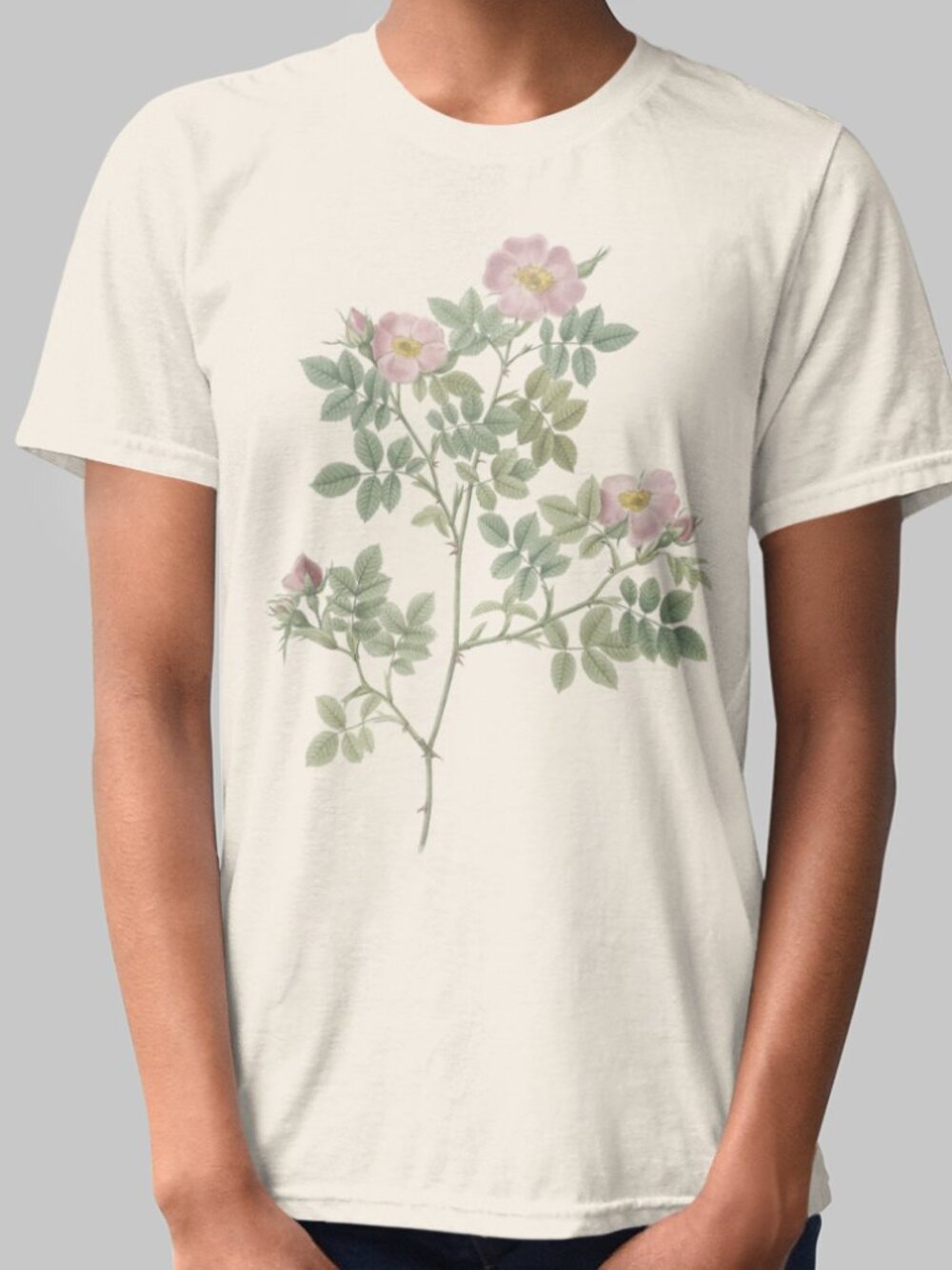 Rose Vintage Floral Print Short Sleeve Graphic Tee T-shirt S-XXL